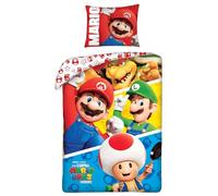 Parure de Lit Super Mario Bros, Housse de Couette Réversible 140x200 cm, Taie d'oreiller 65x65 cm (Parure de lit Mario Bros)