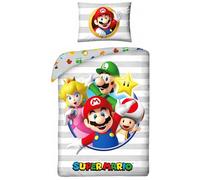 Parure de Lit Super Mario, Housse de Couette Super Mario Bros Réversible 140x200 cm, Taie d'oreiller 65x65 cm (Parure Housse de Couette Super Mario - B)