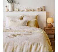 Parure de lit - Tendance Perso - 100% Lin - Beige - Housse 200x200 cm et 2 taies 63x63 cm