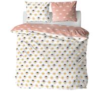 Parure de lit TERRAMEA 260x240 cm pur coton blanc motifs solaires 3 pièces