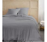 Today Parure de lit 123325 2 personnes 240x220 cm en gaze de coton unie Acier
