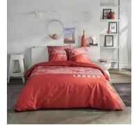 Parure de lit - TODAY - JAVA - 2 personnes - 240x220 cm - Coton - Imprimé London - Rouge