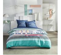 Parure de lit - TODAY - JAVA - 2 personnes - 240x220 cm - Coton - Imprimé Los Angeles - Bleu