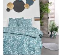 TODAY Parure De Lit Double Imprimé à Plume en Coton Sunshine - Bleu - 240 X 260 Cm