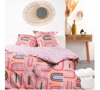 Today Parure de lit Sunshine – Coton imprimé graphique Rose – 240 x 220 cm