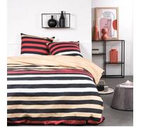 Parure de lit Sunshine - 240x220 cm - 2 personnes - Coton imprimé rayé Noir (principal) G