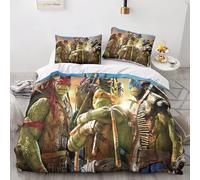 Parure De Lit Tortues Ninja, Ensemble De Literie Imprimé, Personnages De Dessins Animes, Literie Double, Ensemble 2 Pieces, Housse De Couette 1 Piece + Taie D'oreiller Assortie
