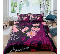 Parure De Lit Tour Eiffel Paris Fashoin 3d Imprimé Queen King Size Housse De Couette Avec Taies D'oreiller Couvre-Lits Pour Filles Literie Chambre