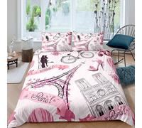 Parure De Lit Tour Eiffel Rose, Paris Fashoin, Imprimée En 3d, Housse De Couette Queen King Size Avec Taies D'oreiller, Pour Filles, Pour Chambre À Coucher
