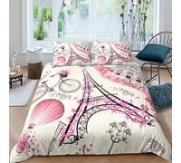 Parure De Lit Tour Eiffel Rose, Paris Fashoin, Imprimée En 3d, Housse De Couette Queen King Size Avec Taies D'oreiller, Pour Filles, Pour Chambre À Coucher
