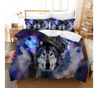 Parure De Lit Trois Pieces Avec Housse De Couette Wolf Soul, Élégante Pour Enfants Et Adolescents