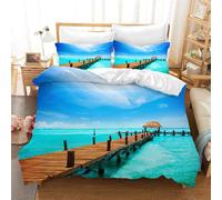 Parure De Lit Trois Pieces Paradise Beach, Housse De Couette Magnifiquement Décorée, Élégante Pour Enfants Et Jeunes