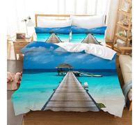 Parure De Lit Trois Pieces Paradise Beach, Housse De Couette Magnifiquement Décorée, Élégante Pour Enfants Et Jeunes