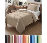 Parure de lit Twin/Twin XL à housse de couette extra douce 172,7 x 228,6 cm, 1 taie d'oreiller, fermetures éclair, attaches, entretien facile, ne se décolore pas, confortable, respirante, blé