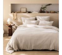 MATT & ROSE Parure de lit Unie Double Gaze DE Coton 240x220cm | 100% Coton de qualité supérieure | Oeko-TEX | Housse de Couette 240x220cm + 2 Taies d'oreiller 65x65 cm | Naturel
