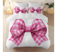 Parure de lit UUZEAI pour Enfant avec Housse de Couette et nœud Papillon Rose, Style Princesse, Douce et Respirante, avec 2 taies d'oreiller (100 x 135 cm + 40 x 60 cm x 2).