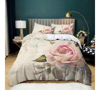 Parure de Lit Vintage 180x200 cm Housse de Couette 2 Personnes Roses Shabby Chic pour Adultes Garçons et Filles, Ensemble de Literie en Microfibre Douce avec 2 Taies d'oreiller 65x65 cm