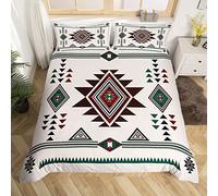Parure de lit vintage exotique indienne, style bohème, occidental, housse de couette ethnique, tribal flèche, aztèque, rustique, pour chambre à coucher - Blanc - Super king size