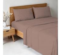 Parure de lit Water Washed pour lit Double, Set draps 4 pièces : Drap-Housse 170x200, Drap Plat 240x270, Paire de taies d’Oreiller - Rose Ancien
