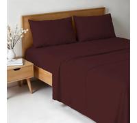 Parure de lit Water Washed pour lit Double, Set draps 4 pièces : Drap-Housse 170x200, Drap Plat 240x270, Paire de taies d’Oreiller - Bordeaux