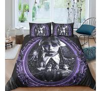 Parure De Lit Wednesday avec Housse De Couette Et Housse De Couette pour Enfant Addams en Bambou Housse De Couette avec Taie d'oreiller King（220x240cm）
