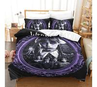 Parure De Lit Wednesday avec Housse De Couette Et Housse De Couette pour Enfant Addams en Bambou Housse De Couette avec Taie d'oreiller Single（140x200cm）
