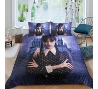 Parure De Lit Wednesday Housse De Couette, Ensemble De Housse De Couette Addams pour Enfants, Ensemble De Literie Microfibre avec Taie d'oreiller King（220x240cm）
