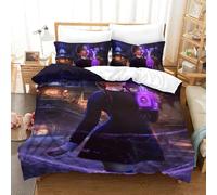Parure De Lit Wednesday pour Enfant - avec Housse De Couette Et Taies d'oreiller - Motif Addams - en Microfibre Douce - avec Fermeture Éclair Single（140x200cm）
