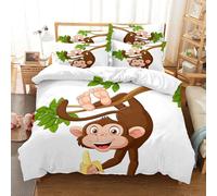Parure De Lit X Enfant Singe Housse De Couette X Avec Fermeture ¿¿Clair - Sets De Housse Couette En Microfibre, Avec Taie D'oreiller X Cm