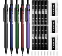 Parure De Porte-Mines 0.5mm Avec Étui 5 Porte-Mines En Métal, 10 Tubes De Mines Hb #2, 3 Gommes 4b Et 9 Gommes De Rechange, Fournitures Scolaires Pour Les Étudiants En Écriture