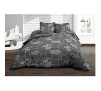 Parure Drap plat + drap-housse 140x190 + 2 T - Pur coton 57 fils - Linea