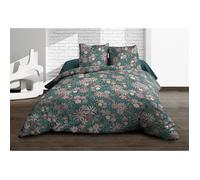 Parure Drap plat + drap-housse 160x200 + 2 T - Pur coton 57 fils - Maguy