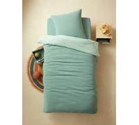 VERTBAUDET Parure Enfant Bicolore Housse de Couette + taie d'oreiller en Gaze de Coton Vert émeraude 140X150 63X63