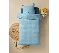 Parure enfant Magicouette CARONIMOS, avec coton recyclé carreaux bleu 140X150