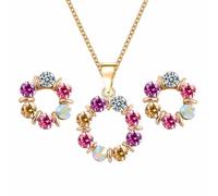 Parure Ensemble de Bijoux Femme Chiffres Romains Cercle Zircon Cubique Acier Inoxydable Plaqué Or 18K Argent Boucles d'oreilles Bracelet Collier Élégantes Mariage Soirée Cadeau