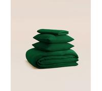 Parure - Gaze de coton - Vert - Douce et gaufrée - Toute saison - Confectionnée au Portugal - Tediber