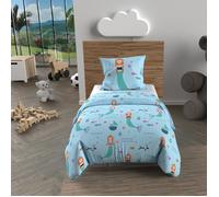 Soleil d'Ocre Parure housse de couette SIRENES 120x150 cm 100% coton 57 fils/cm2 Bleu