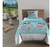 Soleil d'ocre, Parure Housse de Couette 140x200 cm Danseuses Bleu, 100% Coton 57 Fils/cm2,