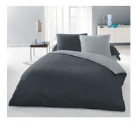Lovely Home Parure housse de couette 2 personnes 220x240 cm 100% coton bicolore gris clair/foncé