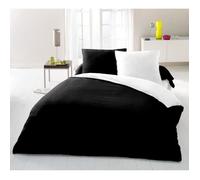 Parure housse de couette 2 personnes - 220x240 cm - 100% Coton - Bicolore Noir et blanc