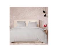 Parure housse de couette 2 taies 100% gaze de coton lavée gris glacier 260x240cm - VALMA
