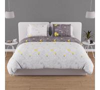 Soleil d'ocre Parure Housse de Couette 240X220 cm Lisa Anthracite 57 Fils/ cm2