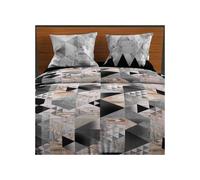 Parure Housse De Couette 240x220 Cm Nordique Anthracite, 100% Coton