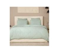 AltoBuy Parure Housse de Couette 240x220cm + 2 taies 100% Gaze de Coton lavée Vert givré - Valma