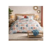 Parure housse de couette 240x220cm + 2 taies motif graphique bleu et rouge 100% coton - ARLY -
