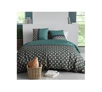 Parure housse de couette 260x240cm + 2 taies coton motif art-déco vert SALMAN