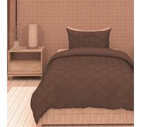 Intemporel Parure Housse de Couette 3D Microfibre 140x200 cm Gaia Brun, par Soleil d'Ocre