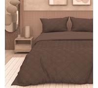 Intemporel Parure Housse de Couette 3D Microfibre 260x240 cm Gaia Brun, par Soleil d'Ocre