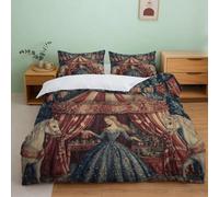 Parure Housse de Couette 3D Princesse Contes Chambre Ado | Single（135x200cm）microfibre toucher doux fermeture éclair entretien facile hypoallergénique chambre étudiant cadeau déco