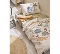 Parure housse de couette bébé et taie d'oreiller MINISAURUS écru 80X120 40X60
